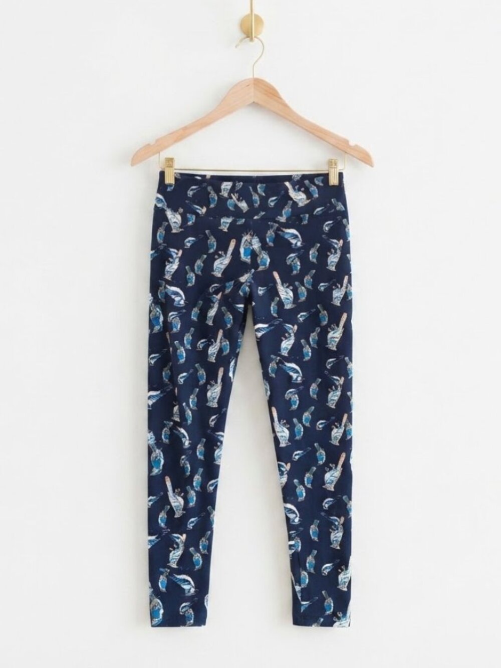 LuLaRoe Leggings Tall & Curvy Navy Blue Bird Print Stretch Soft Butter